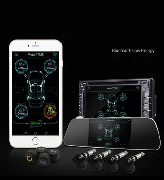 

TPMS Bluetooth 4.0 Save Fuel 4 Internal/External Sensor hud car display Tire Pressure Monitoring TPMS Bluetooth WRTRST50 TPMS