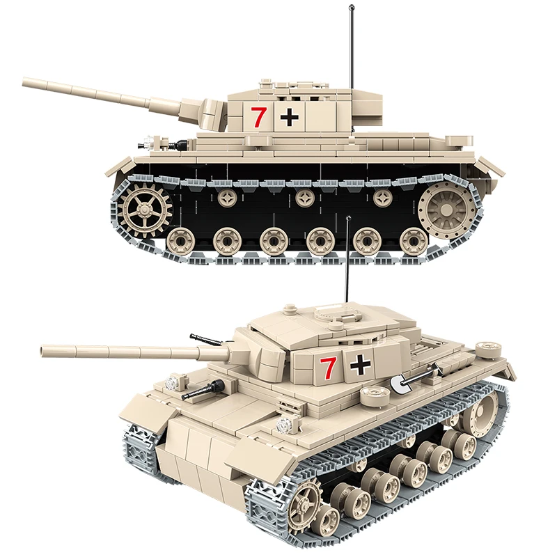 

Military Heavy German Tank Building Blocks Fit Legoing No.3 Tank Bricks WW2 Army Police Soldier DIY Toy Gift For Children 100067