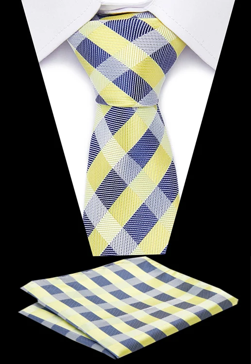 

Fashion Mens Tie Handkerchief Set Jacquard Woven Silk Neck Tie 7.5cm Paild Tie Set for Men Suit Business Wedding Party