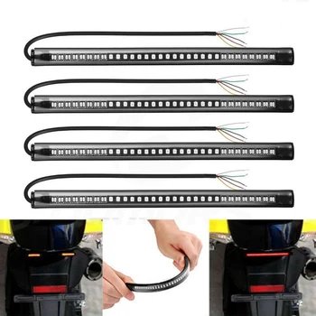 

4pcs Flexible Motorcycle LED Strip 48LED Tail Brake Stop Turn Signal Running Lights