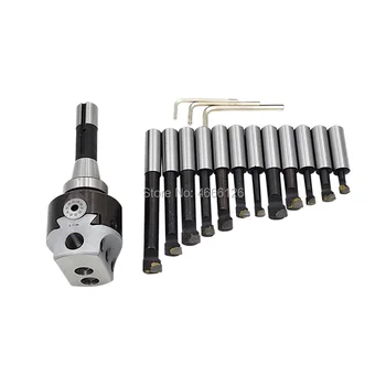 

High precision 2 inchR8- F1-18 -75mm boring head, spindle R8-M7 / 16 thread +12pcs carbide 18mm boring tool boring set