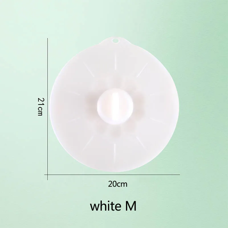 white M Кухонная кастрюля, сковорода, крышка, силиконовая крышка, обертка, миска для микроволновой печи, 1 шт., свежие Многофункциональные кухонные многоразовые инструменты для хранения пищи - Цвет: white M