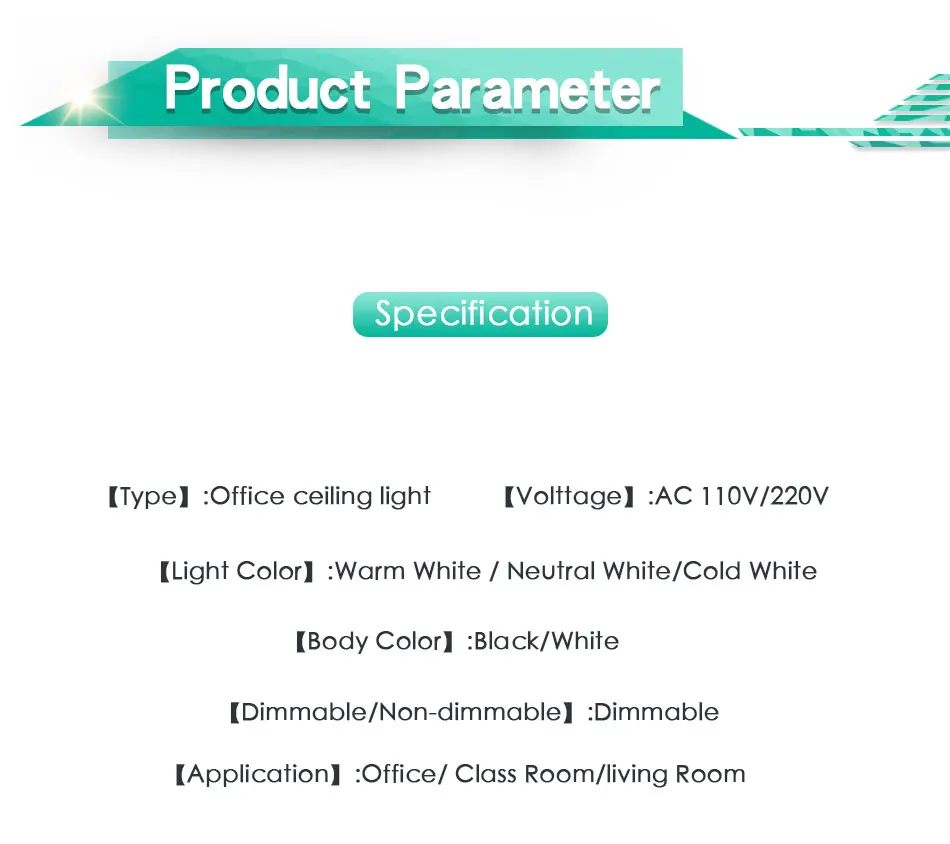 Modern LED Ceiling Light Lamp Lighting Fixture Rectangle Office Remote Bedroom Surface Mount Living Room Panel Control 110V 220V