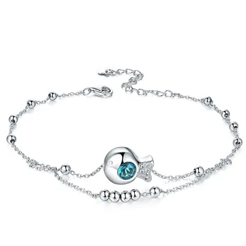 

Wholesale Real Top Grade S925 anklet cats cuffs Female fine jewelry fetters women fashion accessories foot feet chain jewel girl