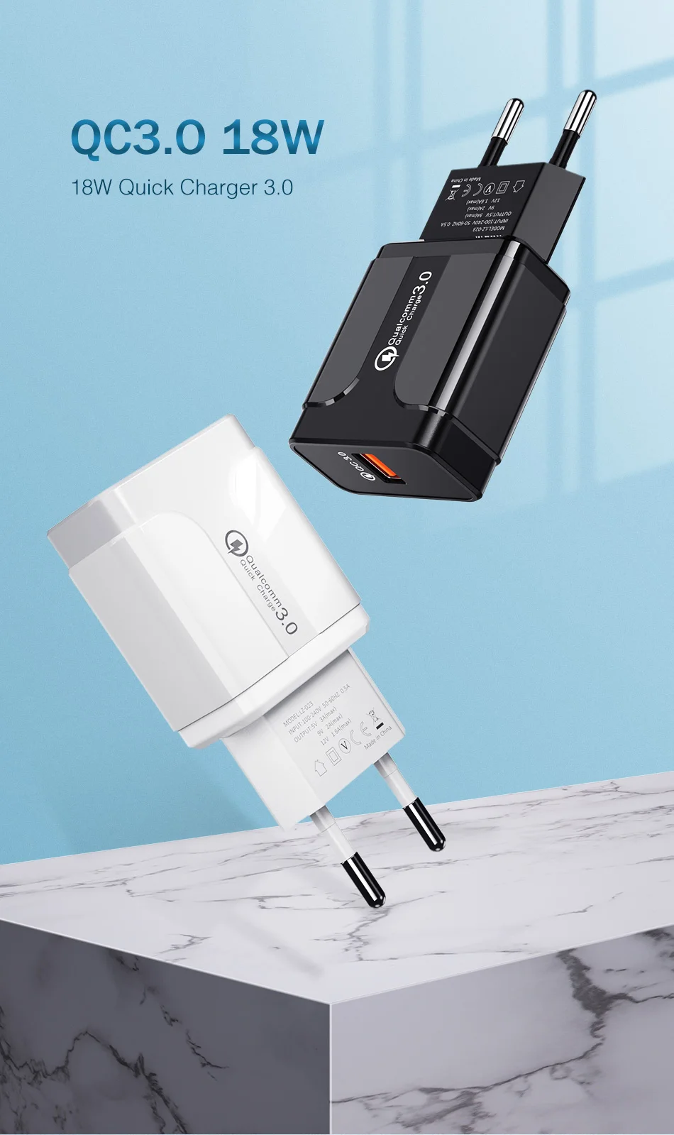 GTWIN Quick Charge 3,0 18 Вт QC 3,0 4,0 быстрое зарядное устройство USB портативное зарядное устройство для мобильного телефона адаптер для iPhone samsung Xiaomi