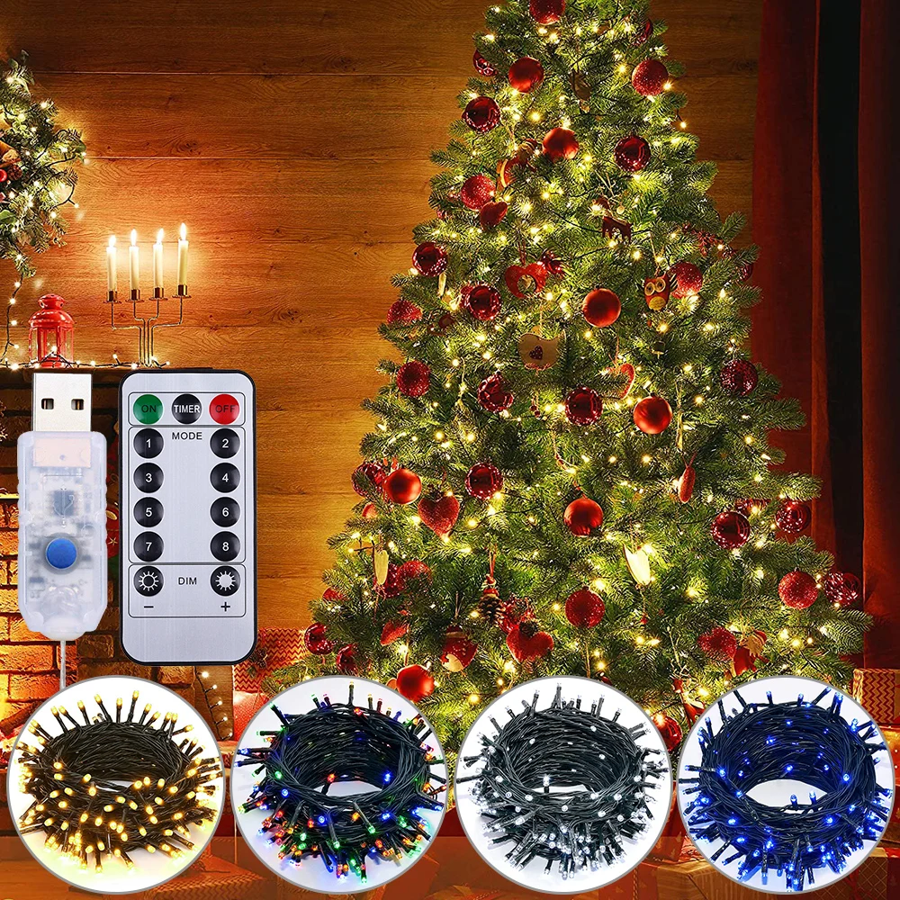 Remote Control USB Fairy Lights Lighting Timer Dimmable 8 Modes Fairy Twinkle Starburst Light Waterproof Christmas String Lights usb remote control timer dimmable fairy lights twinkle led string lights 5 10m waterproof christmas garland lights tree lights