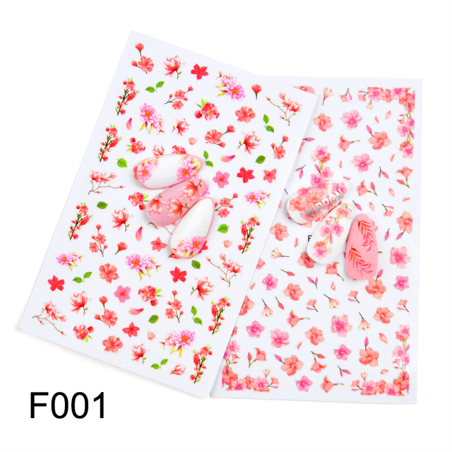 Nail Flower Letter Leaf Beauty Slider Bloom Colorful Plant Pattern 3D Manicure Sticker
