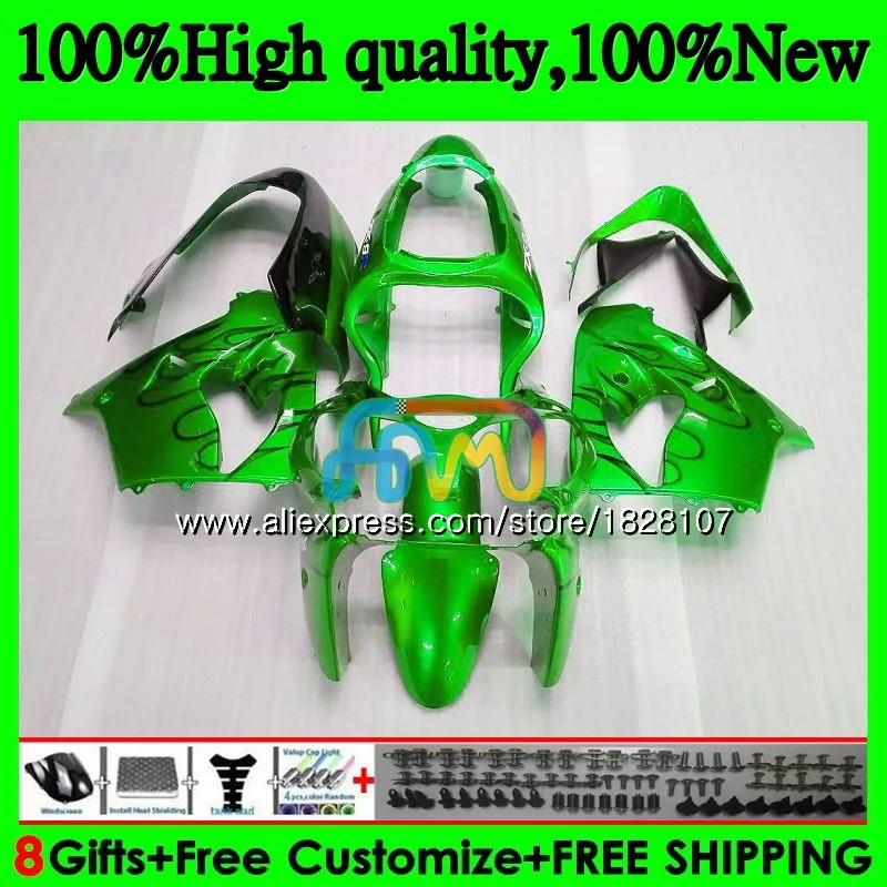 ZX900 комплект для KAWASAKI ZX900CC ZX9 R ZX 9R 9 R 900 900CC 30BS. 89 ZX-9R 2000 2001 2002 2003 ZX9R 00 01 02 03 обтекатель цвета: зеленый, черный - Цвет: No. 1