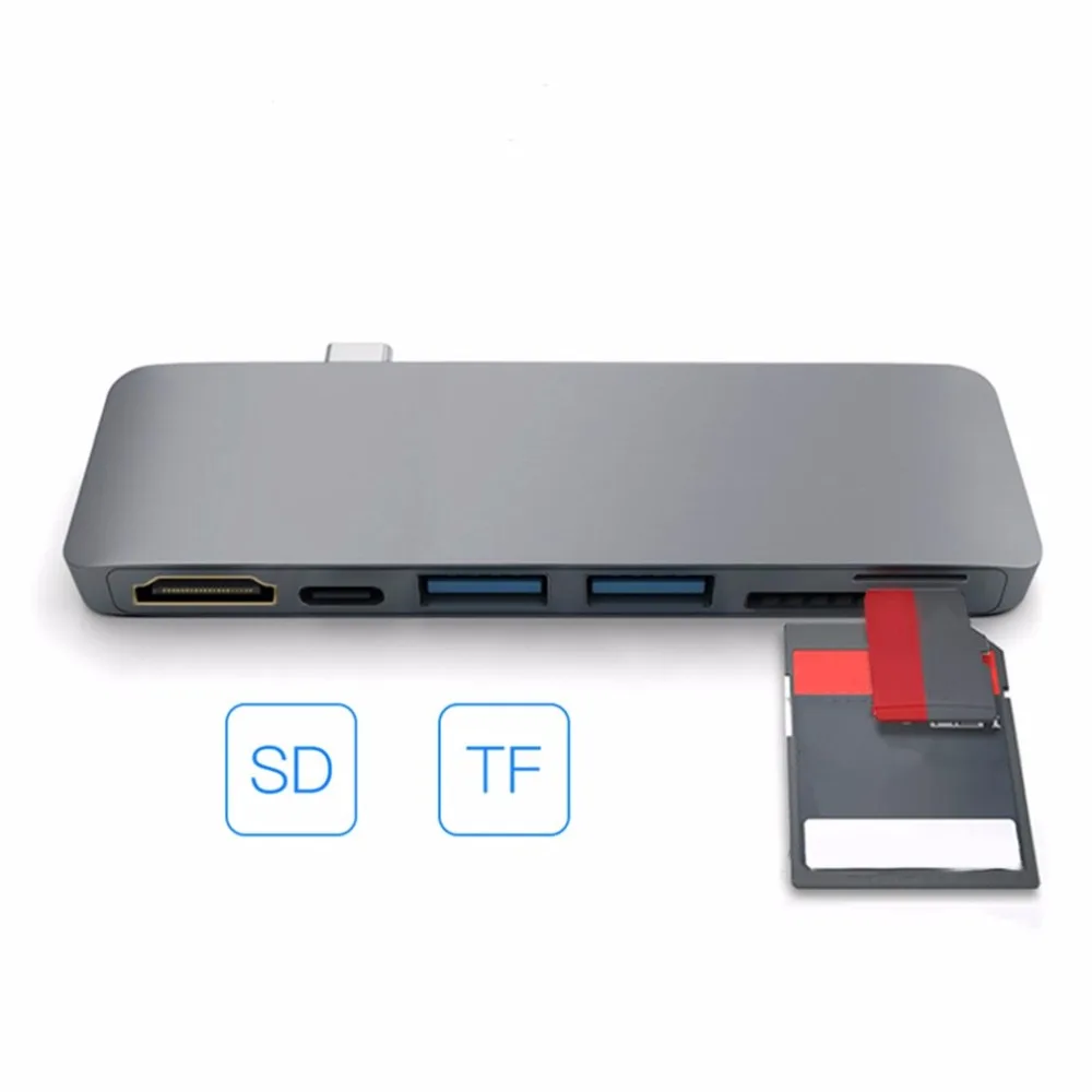 Высокопроизводительный ультратонкий портативный концентратор type-C к HDMI PD-power с безопасной цифровой/TF кард-ридер для ноутбука Macbook