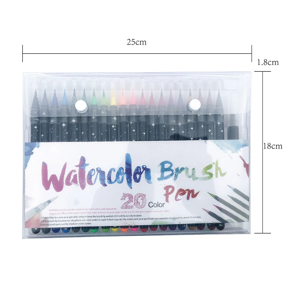 20 цветов акварельный набор кистей и ручек мягкая Акварельная кисть искусство для школьных принадлежностей писчая, для рисования раскраска книги манга каллиграфия