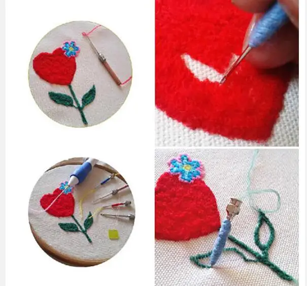 1 комплект волшебная ручка для вышивания DIY ремесла волшебная ручка для вышивания Набор DIY 3 сменные иглы для перфорации швейные принадлежности ZXH