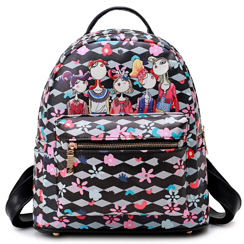 

Origional Backpack Women's 2019 New Style Bag Korean-style Casual College Style Female Backpack Printed Schoolbag L28