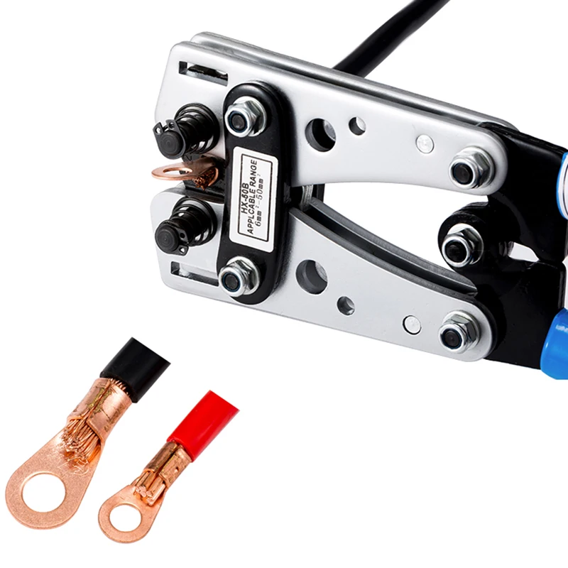 HX-50B Cable Crimper Cable Lug Crimping Tool Wire Crimper Hand Ratchet Terminal Crimp Pliers for 6-50Mm2 1-10 AWG Wire Cable-Red