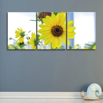 

Laeacco Yellow Daisy Flowers Corridor Aisle Canvas Painting Wall Picture for Living Room Bedroom Decoration Wall Art 3 piece