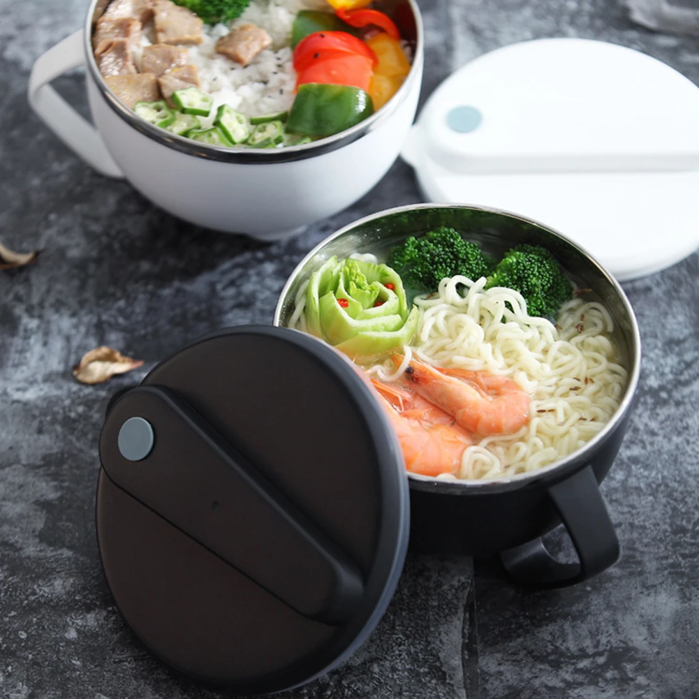 1200ml Instant Noodle Bowl with Lids Soup Hot Rice Bowls 304 Stainless  Steel Insulated Soup Bowls Heat Resistant Food Container - AliExpress