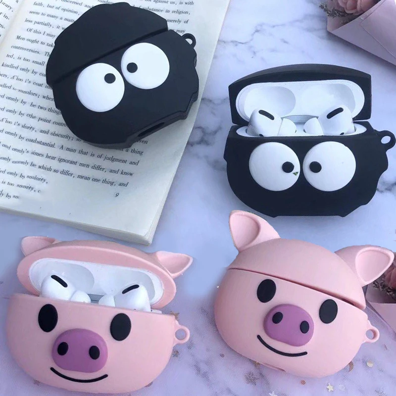 Для Airpods Pro 3D Милые Мультяшные свиньи свинки Earpods чехол для Apple 3 забавные черные