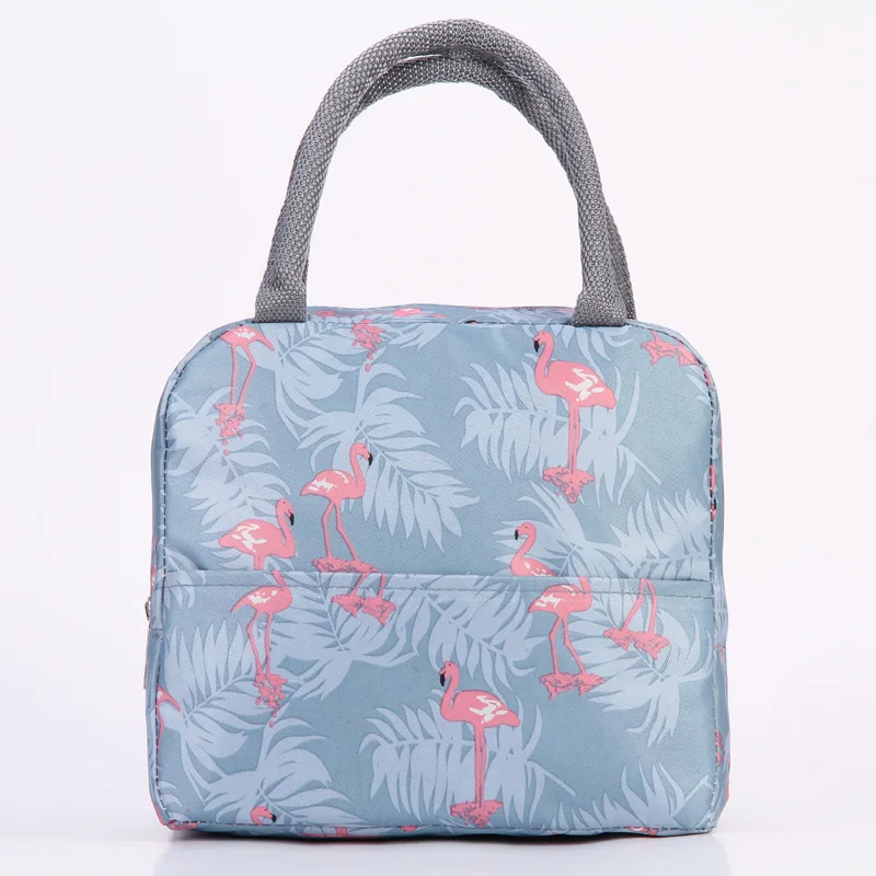 Blue flamingo Термосумка для пищи, термо сумка в полоску, сумки, сумка-холодильник, еда, Ланч-бокс, сумка для детей, женщин, девушек, мужчин, детей, розовый - Цвет: Blue flamingo