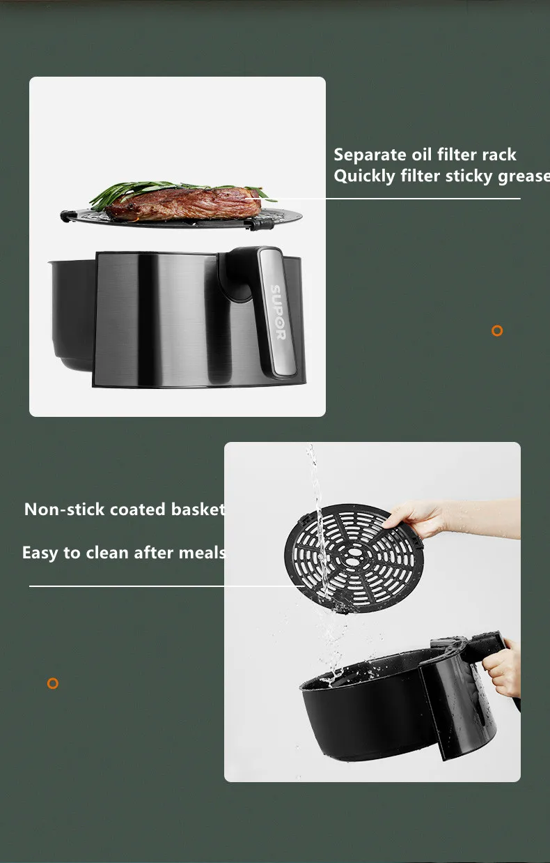 Smart Air Fryer Oil-free Electric Fryer 4.5L Household Toaster Oven Dehydrator LED Touch Type French Fries Maker