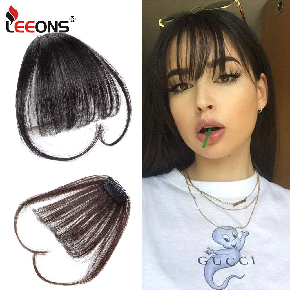 Leeons Fake Bangs Extensions False Fringe For Girls Clip On Fringe Bangs Natural Looking Synthetic Hair Flat Air Fringe Synthetic Bangs Aliexpress