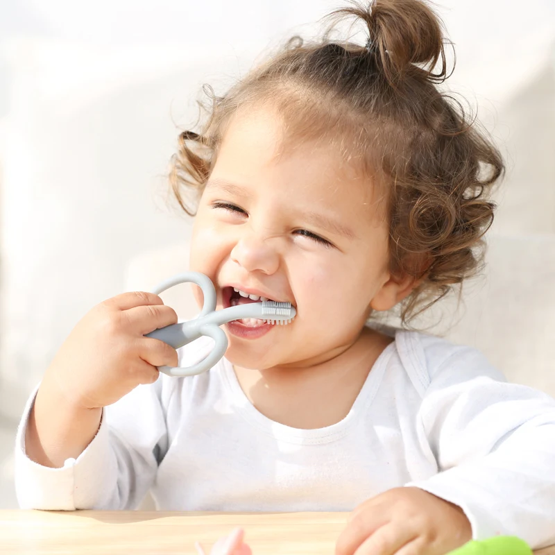Infant Self Training Brush Tooth Utensils First Training Baby Teether BPA Free Led Weaning for 6+ Month Baby Toddler Teether