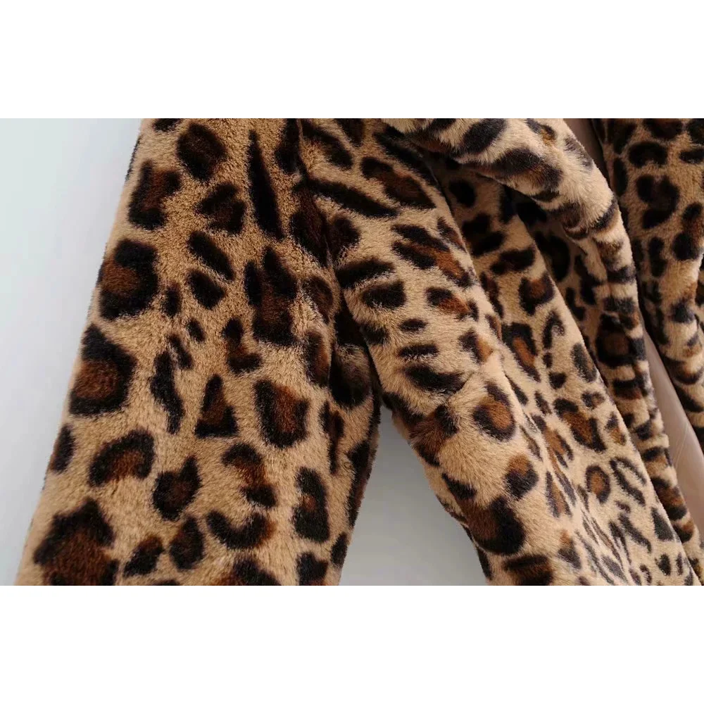 Элегантные женские леопардовые куртки из искусственного меха модные короткие стильные женские уличные куртки с карманами Повседневная женская верхняя одежда
