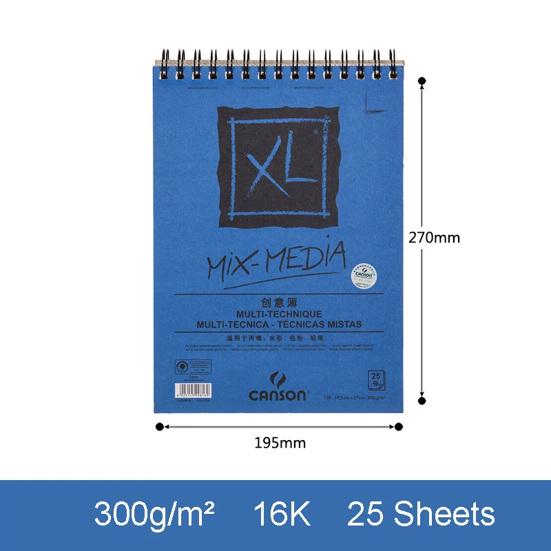 Mix Media 16K Canson XL Акварельная бумага для черчения книг бумага для рисования акриловая живопись цветной карандаш живопись А4 16 к для художника студента - Цвет: Mix Media 16K