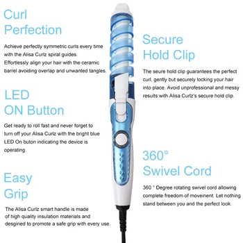 

EU Plug Portable Hair Curler Magic Spiral Curling Iron Fast Heating Curling Wand Electric Professional Salon Tools Styling Hair