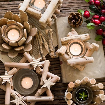 

Wooden Candlestick Unpainted Wood Classic Craft Candle Holders Wedding Party Home Decorations Scented Candle Holder Decorations