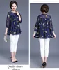 2022 New Summer Middle Aged Women Three Quarter Sleeve Fashion Chiffon Blouse Tops Female Flower Print Plus Size 4xl Shirt W20 ► Photo 3/6