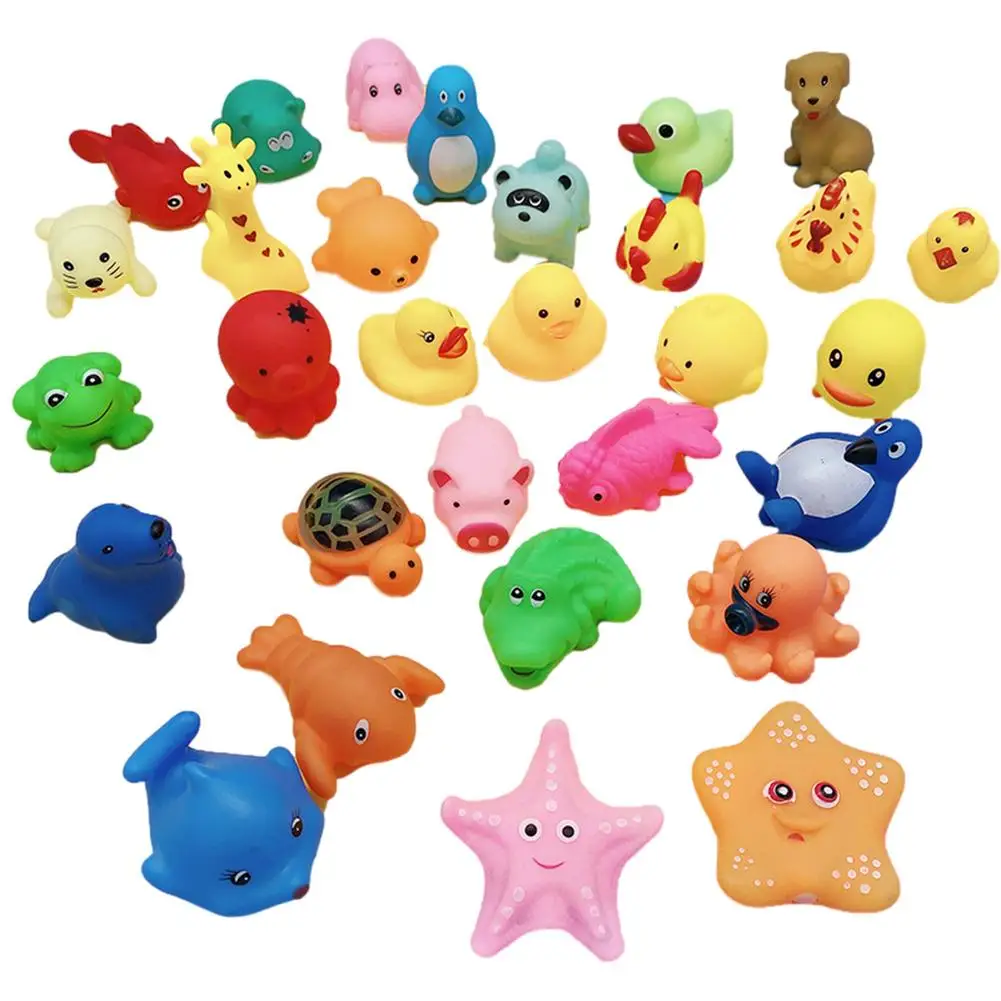 Игрушки для ванны с животными 20 Резиновых Игрушек пищащие и плавающие резиновые