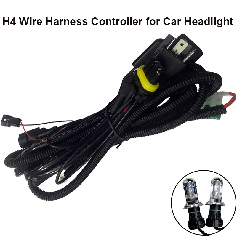 

2019 12V 35W 55W HID Bi xenon H4 Wire Harness Controller for Car Headlight Retrofit connect hid bixenon projector lens Car Auto