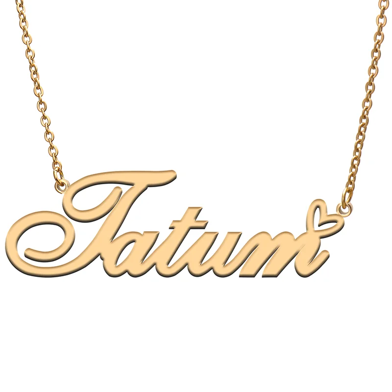 

Tatum Name Tag Necklace Personalized Pendant Jewelry Gifts for Mom Daughter Girl Friend Birthday Christmas Party Present