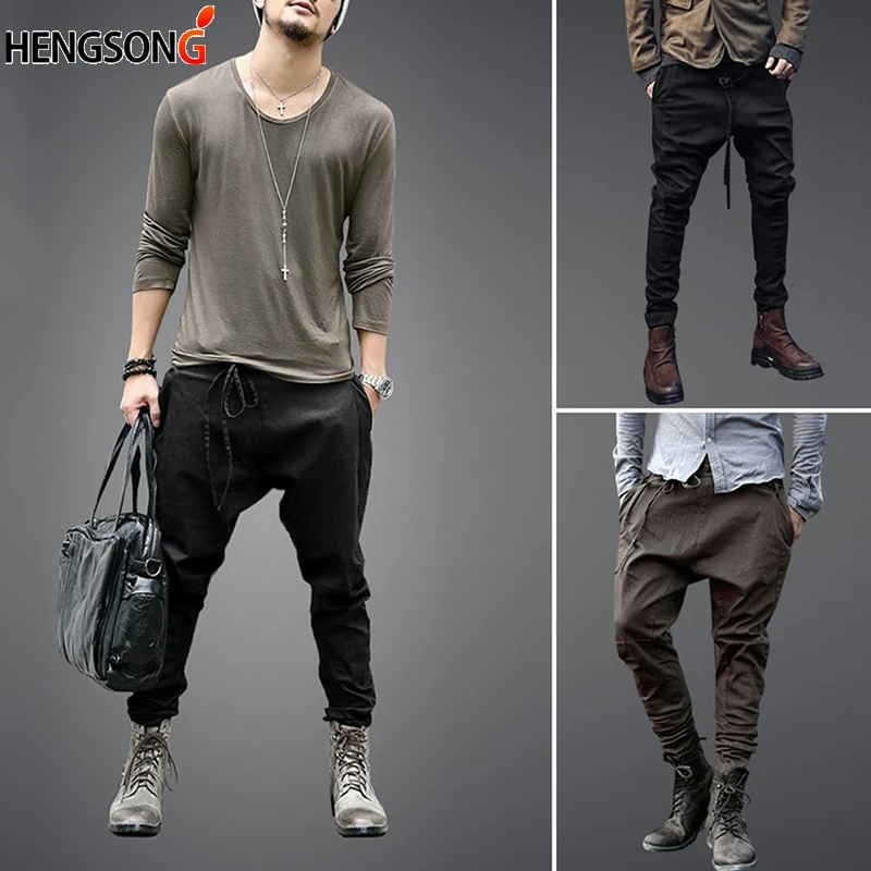    ĳ־   ư    Drawstring Sashes   New Casual Men Harem Pants