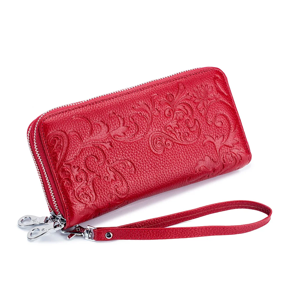 

New Large Capacity Women RFID Wallet Female Genuine Leather Purses Woman Long Zipper Purse Clutch Phone Pocket Coin Card Holders