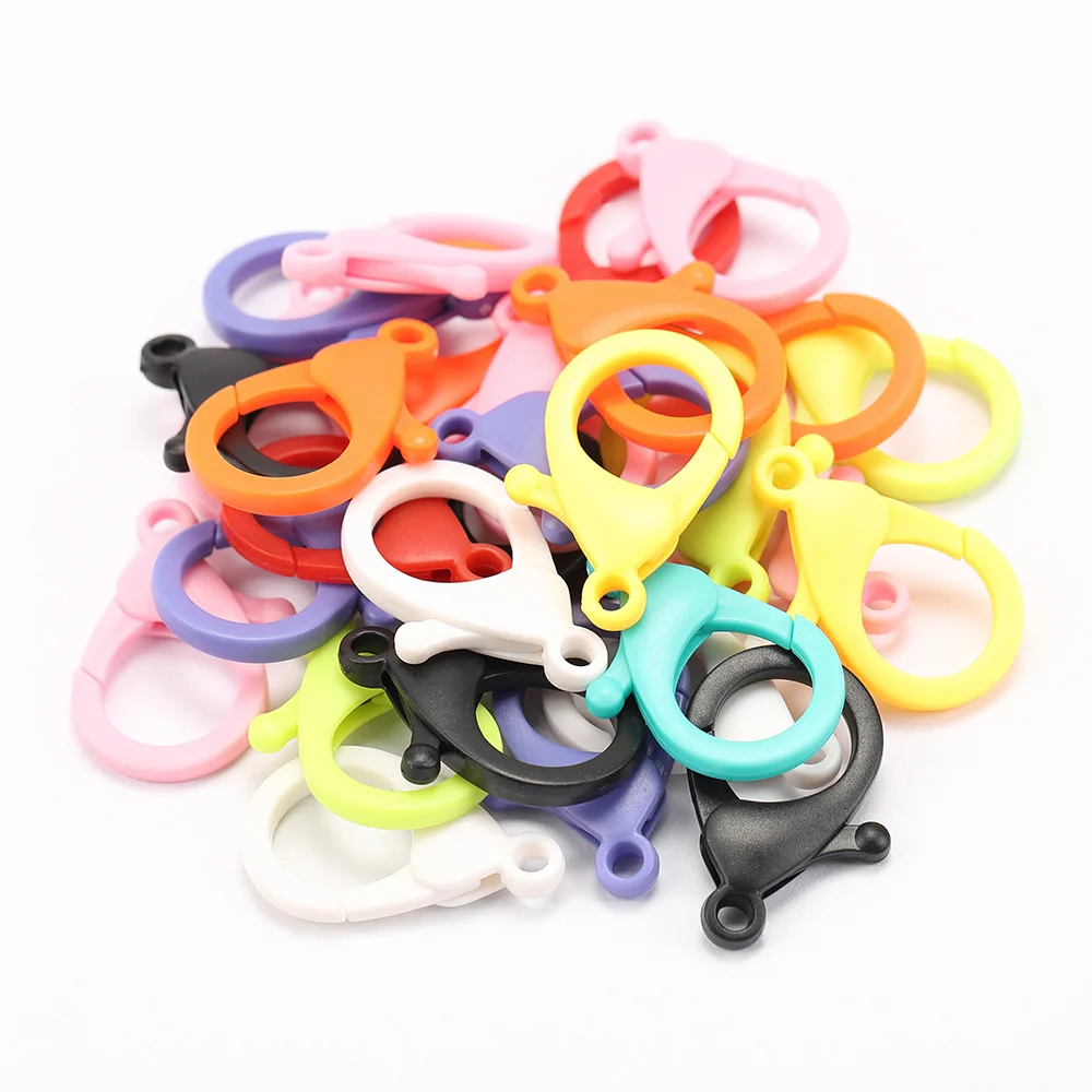 30pcs 25/35mm Plastic Lobster Clasps Colorful Hooks Key Chain Closure Bracelets Accessories For