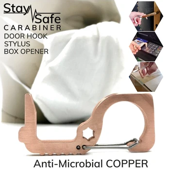 

Hygiene Hand Antimicrobial EDC Door Opener Portable Press Elevator Tool Door Handle Key Anti-Microbial COPPER