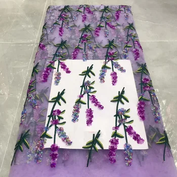 

High quality 2020 tulle sequined African lace fabric embroidered French French Open Nigeria lace fabric for wedding J4025