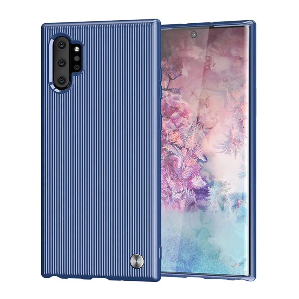 Мягкий чехол OTAO из ТПУ в полоску для samsung Note 10 Pro S10 5G S9 S8 Plus, чехол из углеродного волокна с узором, для Galaxy Note 8 9 чехлов - Цвет: Blue