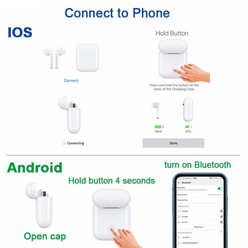 Air 2 Bluetooth наушники беспроводные наушники pk tws сенсорное управление вкладыши объемный зарядный чехол для Android iPhone 1:1 airpods