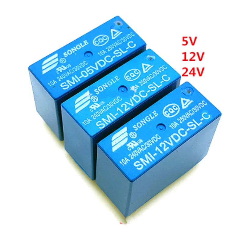 

100PCS Power Relay SRS PCB 5 Pins 5A 10A 5V 12V 24V SMI-05VDC-SL-C SMI-12VDC-SL-C SMI-24VDC-SL-C