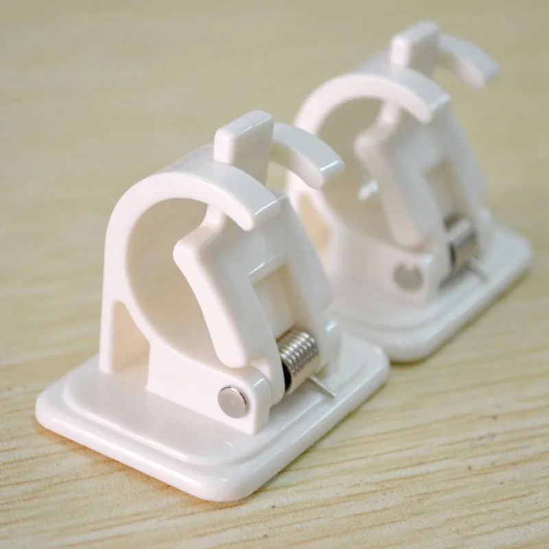 HURZ Hanging Rod End Hanging Clips Adhesive Wall Hanging Curtain Hanging Rod Clip Hook Suction Box 2 Pack Set