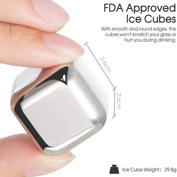 

8PCS Stainless Steel Reusable Ice Cubes Frozen Ice Blocks Maker Whiskey Ice Cube Maker Useful Wine Beer Cooler