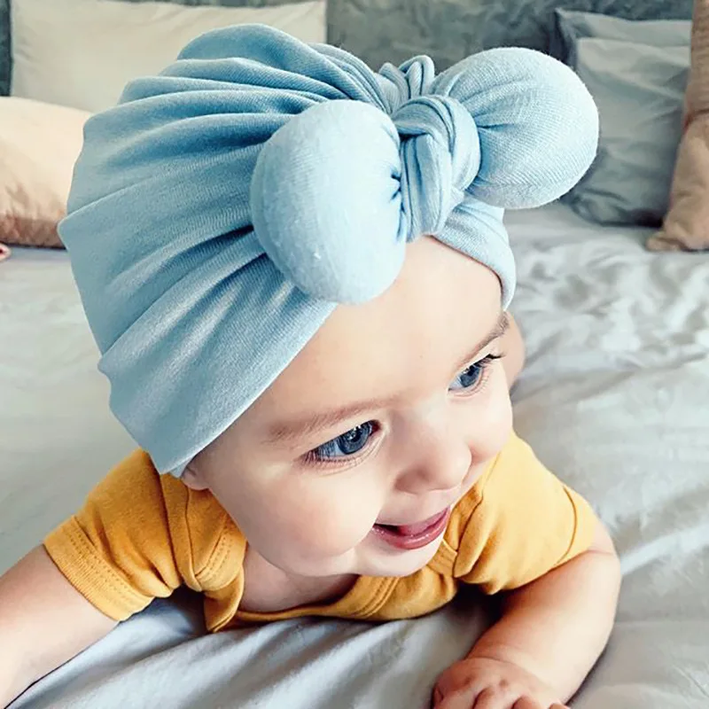 

Baby Winter Hat Boys Girls Soft Warm Beanie Hat Rabbit Ears Bow Tie Cotton Hats Newborn Children Casual Warm Turban Cap