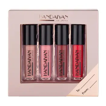 

4 Pcs Lip Gloss Beautiful Color Mini Luminous Lip Gloss Makeup Gift Set Lipstick Cardboard Box Small Gift Lip Craft Decor