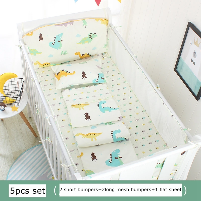 Ins Classic Crib Surrounding Bumpers Summer Breathable Cotton Newborn Cot Side Protector Children's Bedding Package Baby Bedding (3)