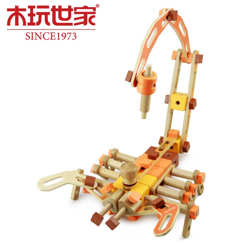 

Muwanshijia Wind Music Classical Machinery Nut Combination Children Engineering Educational Assembled Disassembly Wooden Toys