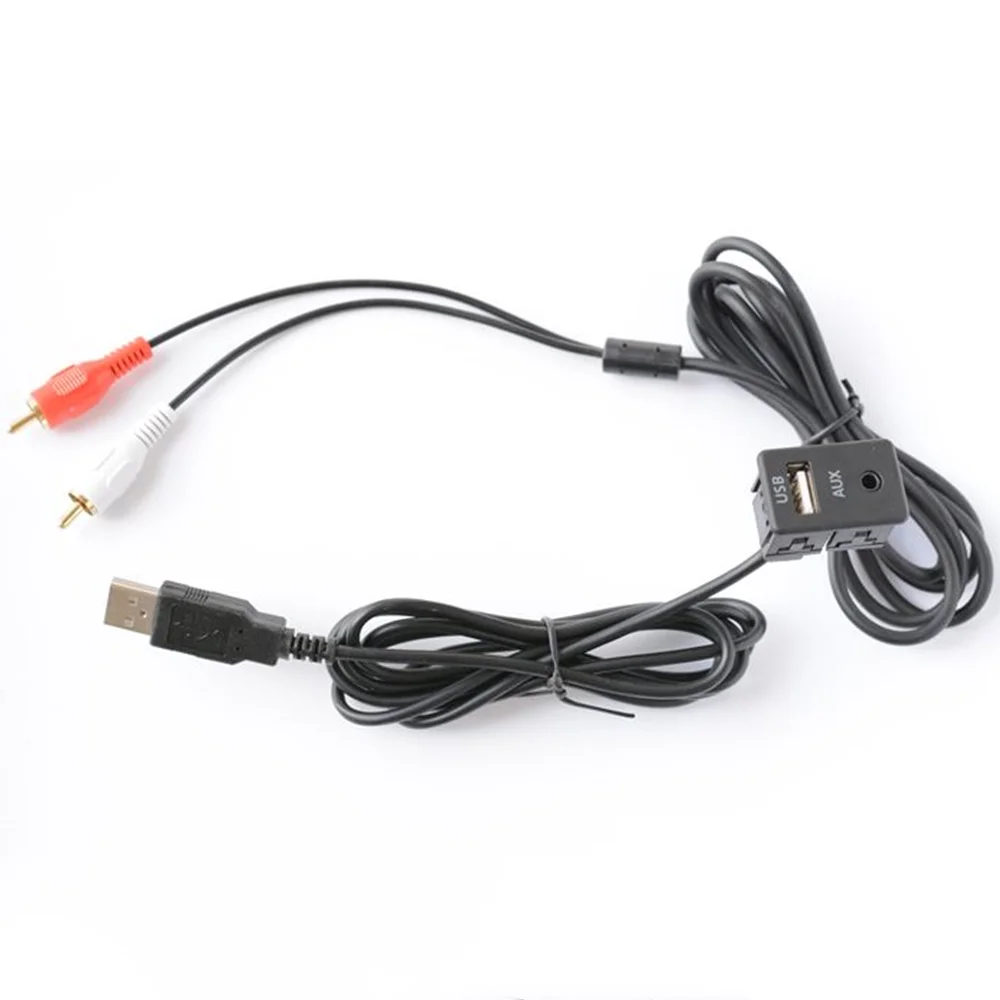 1M Car RCA Cable Adapter Switch 3.5mm Audio Jack AUX USB Extention Mount Panel for For Toyota Volkswagen | Автомобили и мотоциклы