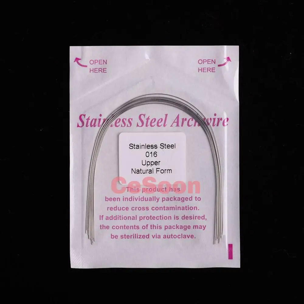 

10Pcs/Pack Dental Orthodontics Stainless Steel Arch Wire Orthodontic Natural Round 012Upper - 020Lower
