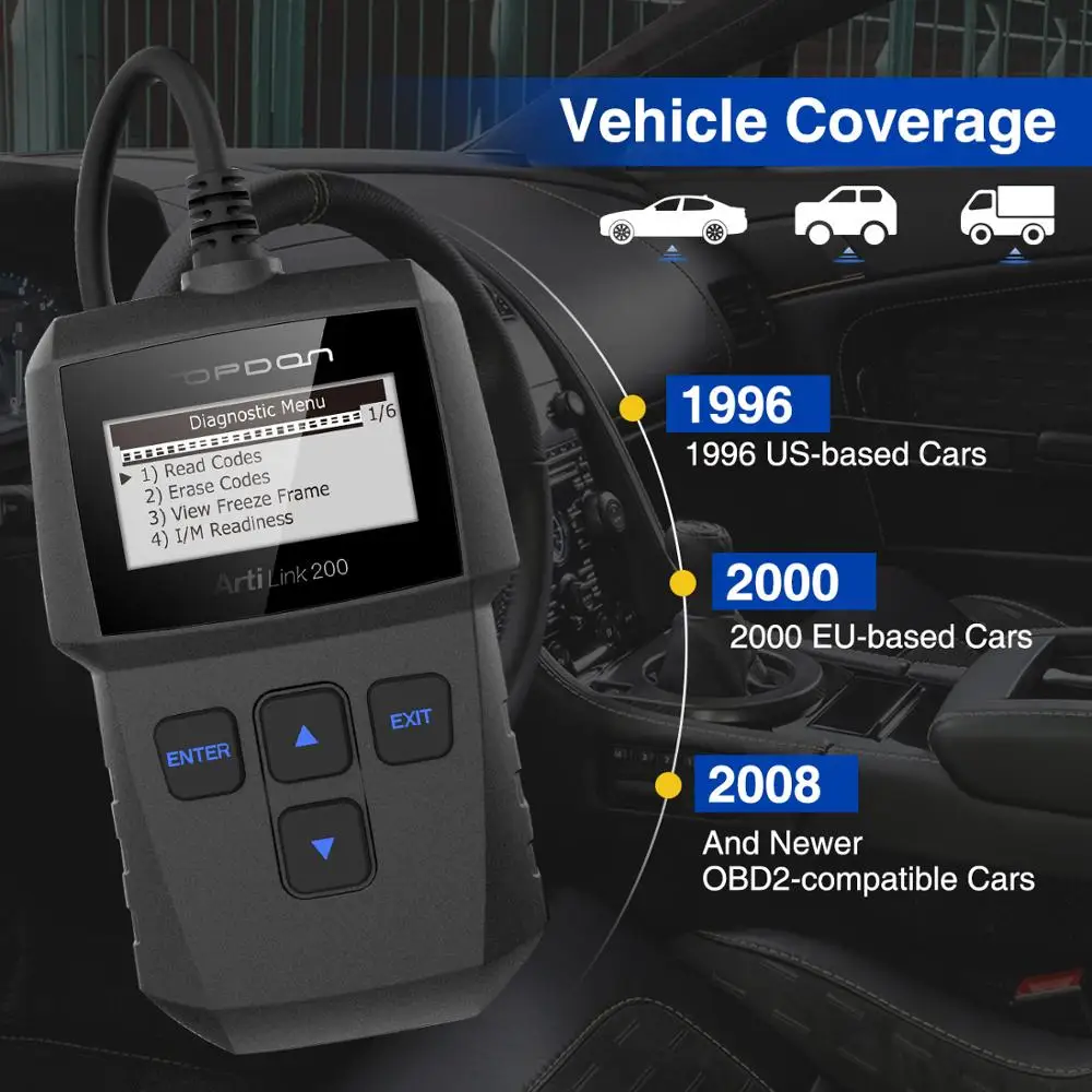Автомобильный диагностический сканер TOPDON ArtiLink 200 OBD2 универсальный автомобильный