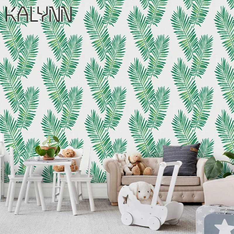 

Green Leaf Self-Adhesive Wallpaper Removable Wall Covering Prepasted Decorative Rainforest Palm Leaves Wall Covering Vinyl Film